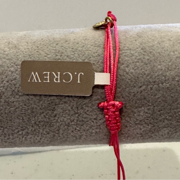 NWT J. Crew Bracelet - Pink string adjustable w/ clear rhinestone & gold beads - Picture 5 of 15